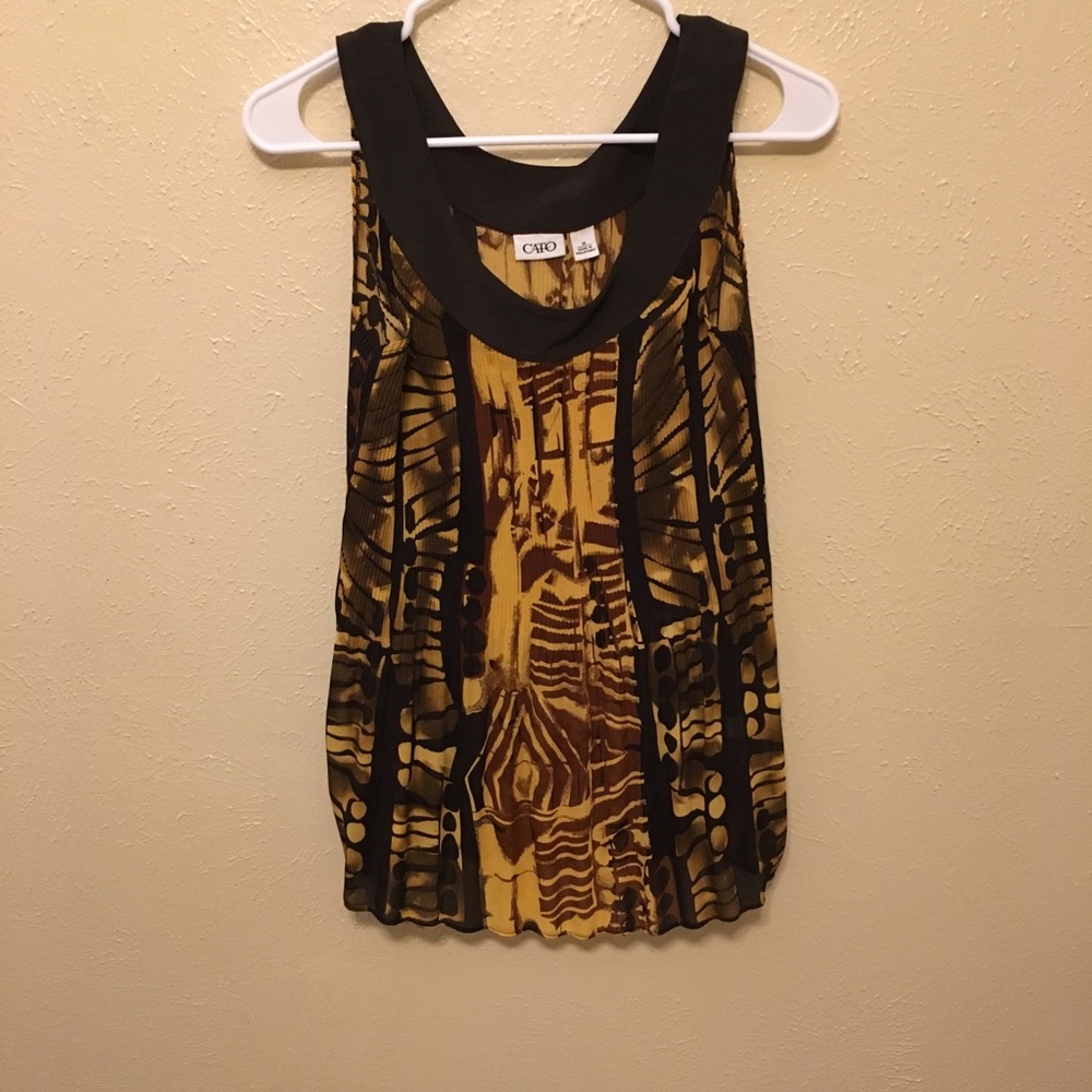Brown & Yellow Sleeveless Cato Blouse